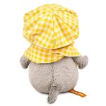 Basik BABY in a plaid beret and scarf