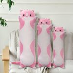 Long soft toy - pillow Cat maxi pink